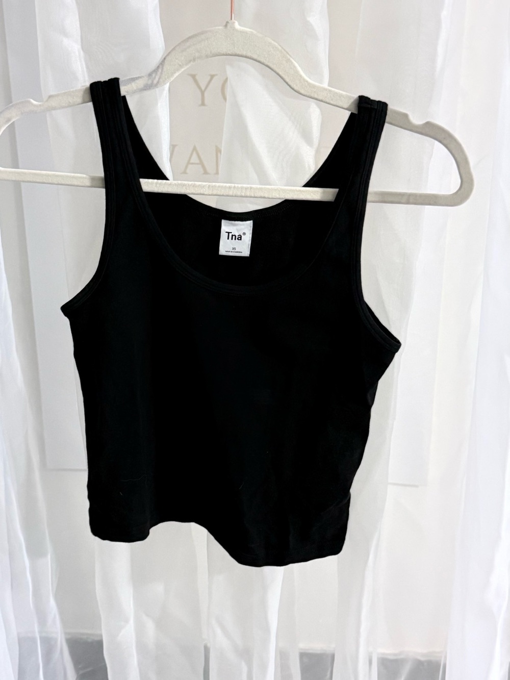 TNA Black Ribbed Scoop Neck Tank